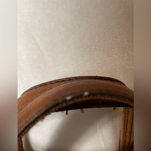 Fossil Keyper Tan Pink Orange Floral PVC Coated Textile CrossbodyPurse W/Key Tag - Picture 5 of 12